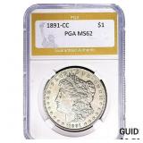 1891-CC Morgan Silver Dollar PGA MS62