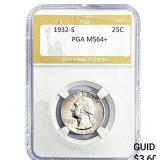 1932-S Washington Silver Quarter PGA MS64+