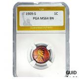 1909-S Wheat Cent PGA MS64 BN