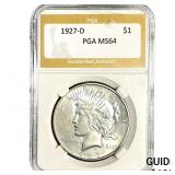 1927-D Silver Peace Dollar PGA MS64