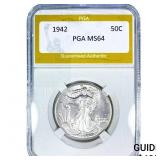 1942 Walking Liberty Half Dollar PGA MS64