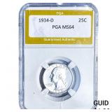 1934-D Washington Silver Quarter PGA MS64