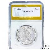 1833 Capped Bust Half Dollar PGA MS63