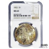 1922 Silver Peace Dollar NGC MS63