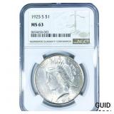 1925-S Silver Peace Dollar NGC MS63