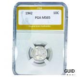 1942 Mercury Silver Dime PGA MS65