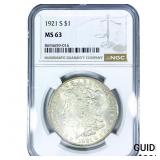 1921-S Morgan Silver Dollar NGC MS63