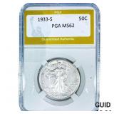 1933-S Walking Liberty Half Dollar PGA MS62