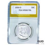 1959-D Franklin Half Dollar PGA MS66 FBL