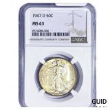 1947-D Walking Liberty Half Dollar NGC MS63