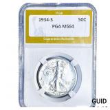 1934-S Walking Liberty Half Dollar PGA MS64