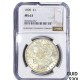 1890 Morgan Silver Dollar NGC MS63