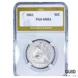 1861 Seated Liberty Half Dollar PGA MS61
