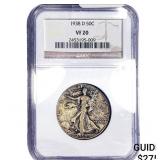 1938-D Walking Liberty Half Dollar NGC VF20