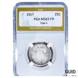 1917 Standing Liberty Quarter PGA MS63 FH Type 1