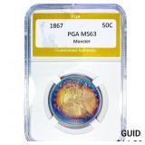 1867 Seated Liberty Half Dollar PGA MS63 Monster