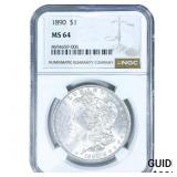 1890 Morgan Silver Dollar NGC MS64
