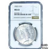 1923-S Silver Peace Dollar NGC MS63