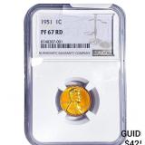 1951 Wheat Cent NGC PR67 RD