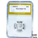 1939-D Mercury Silver Dime PGA MS67
