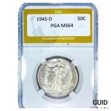 1945-D Walking Liberty Half Dollar PGA MS64