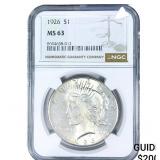1926 Silver Peace Dollar NGC MS63