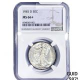 1945-D Walking Liberty Half Dollar NGC MS66+