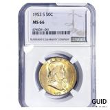 1953-S Franklin Half Dollar NGC MS66