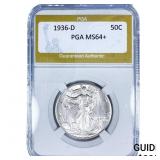 1936-D Walking Liberty Half Dollar PGA MS64+