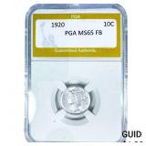 1920 Mercury Silver Dime PGA MS65 FB