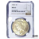 1923 Silver Peace Dollar NGC MS63
