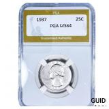 1937 Washington Silver Quarter PGA MS64