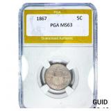 1867 Shield Nickel PGA MS63