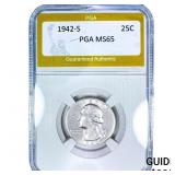 1942-S Washington Silver Quarter PGA MS65