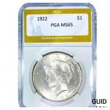 1922 Silver Peace Dollar PGA MS65