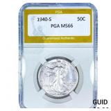1940-S Walking Liberty Half Dollar PGA MS66