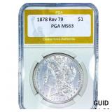 1878 Rev 79 Morgan Silver Dollar PGA MS63