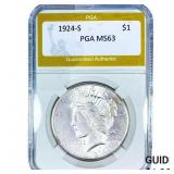 1924-S Silver Peace Dollar PGA MS63