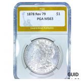 1878 Rev 79 Morgan Silver Dollar PGA MS63