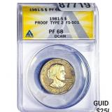 1981-S Susan B. Anthony $1 Type 2 ANACS PF68 DCAM