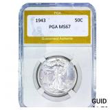 1943 Walking Liberty Half Dollar PGA MS67