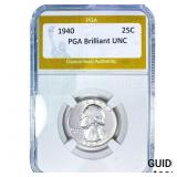 1940 Washington Silver Quarter PGA Brilliant UNC