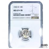 1943-D Mercury Silver Dime NGC MS67+ FB