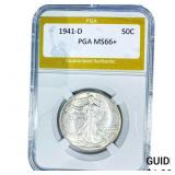 1941-D Walking Liberty Half Dollar PGA MS66+