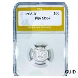 1935-D Mercury Silver Dime PGA MS67