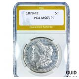 1878-CC Morgan Silver Dollar PGA MS63 PL