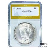 1922 Silver Peace Dollar PGA MS66+