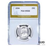 1934 Washington Silver Quarter PGA MS66