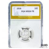 1916 Mercury Silver Dime PGA MS64 FB