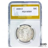 1939-D Walking Liberty Half Dollar PGA MS64